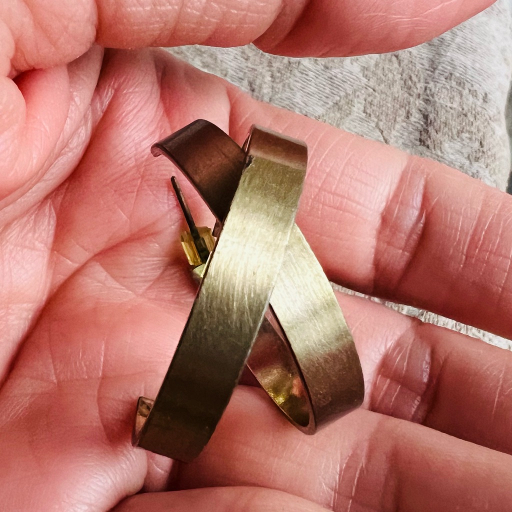 Unique Vintage Bronze Colored Hoop Earrings